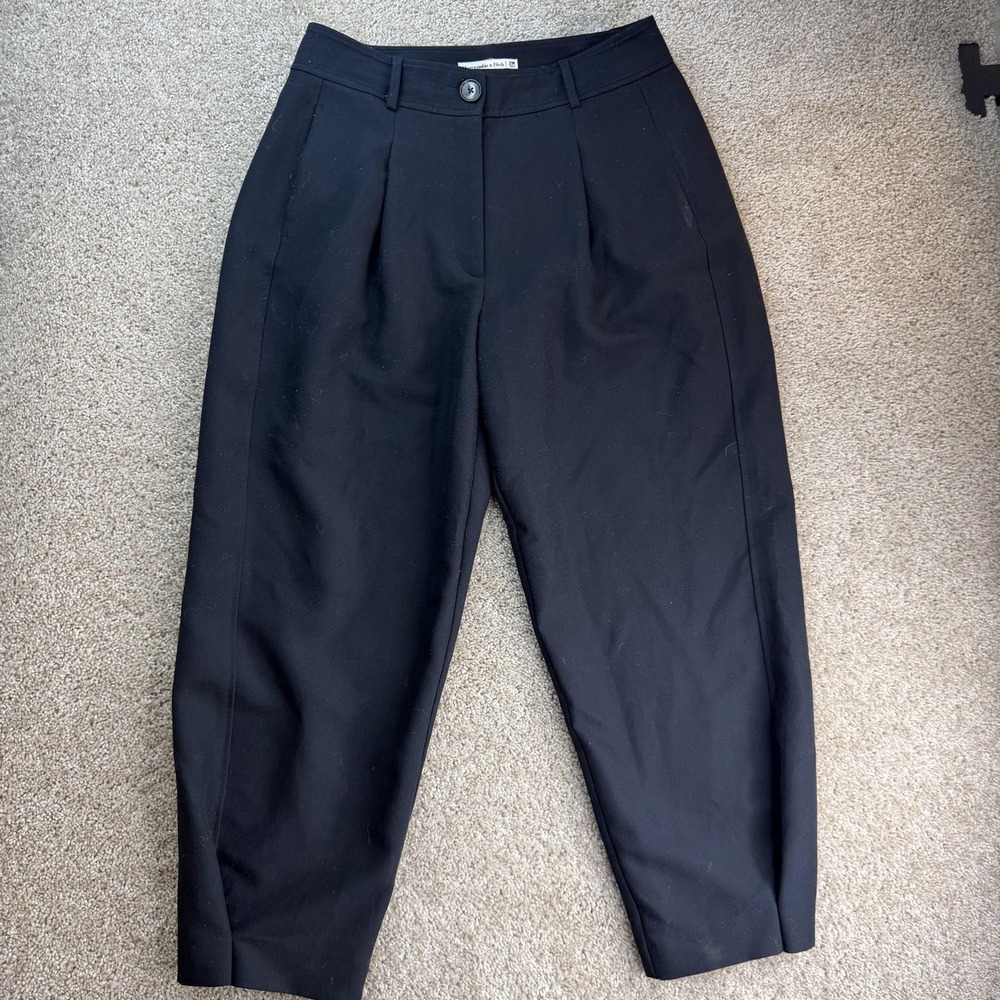 Abercrombie & Fitch Dress Pants Mens 29R Black Stretch Pleated Classic Tapered